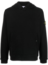Stone Island Compass-motif Drawstring Cotton Hoodie In Black