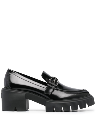 Stuart Weitzman Maverick Soho 75mm Leather Loafers In 黑色