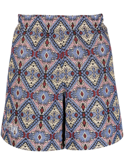 Pleasures Zalij-print Deck Shorts In Blue