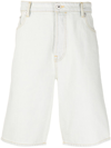 Kenzo White Denim Knee-length Bermuda Shorts In Blue