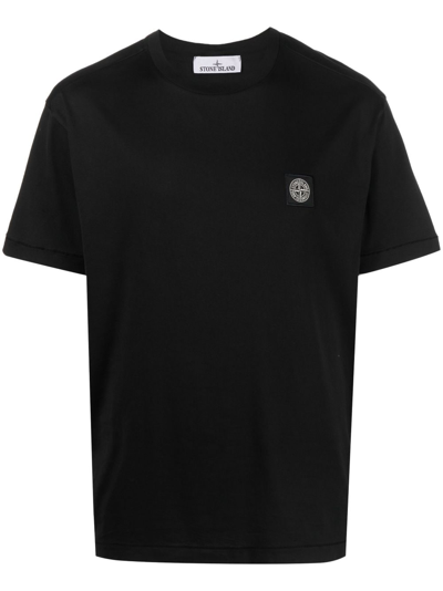 Stone Island Compass-patch Cotton T-shirt In Black