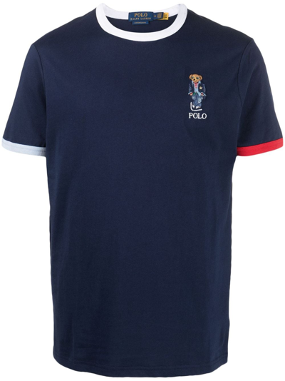 Polo Ralph Lauren Polo Bear Jersey T-shirt In Cruise Navy Red