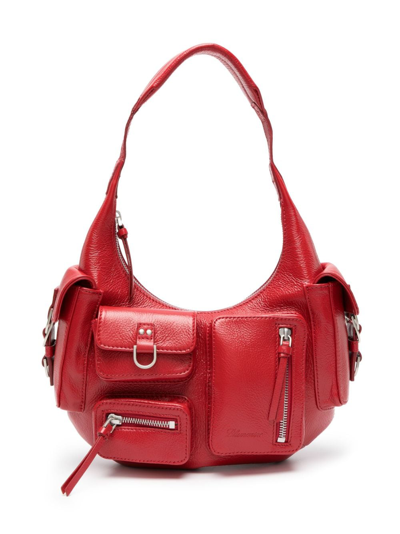 Blumarine Multi-pocket Leather Shoulder Bag In Red