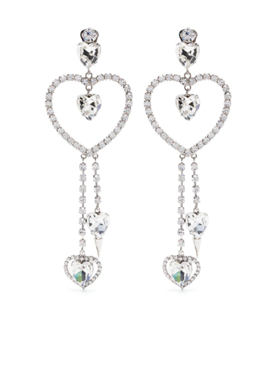 Alessandra Rich Crystal-embellished Drop Earrings In Crystal,silver