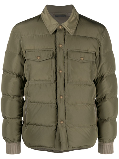Tom Ford Techno Ottoman Padded Jacket In Green
