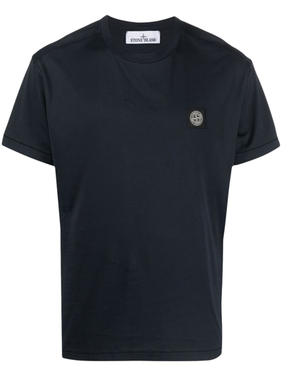 Stone Island Compass-patch Cotton T-shirt In Blue