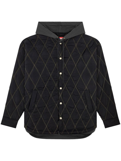 Diesel Quilted Jacket In Quilted Nylon In Black