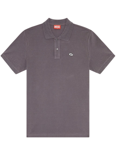Diesel Polo Shirt With Oval D Patch In Grey