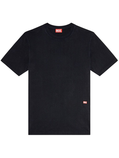 Diesel Spiral-print Cotton T-shirt In Black