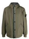 Stone Island Compass-patch Hooded Jacket In Green