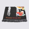 ALEXANDER MCQUEEN ALEXANDER MCQUEEN BLACK MULTICOLOUR WOOL BLEND ORDCHID SKELETON SCARF