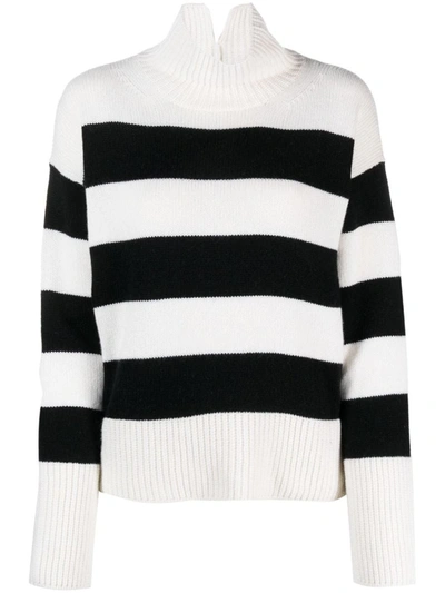 Dondup High-neck Striped Knit Jumper In White