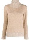 Fabiana Filippi Wool Blend Turtleneck Sweater In Camel