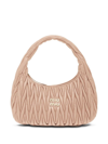 Miu Miu Miu Wander Matelassé Nappa Leather Hobo Bag In Cammeo