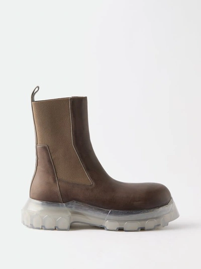 Rick Owens Suede Dust-coloured Boot In Brown