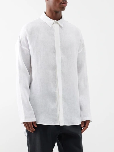 Albus Lumen Dropped-shoulder Linen Shirt In White