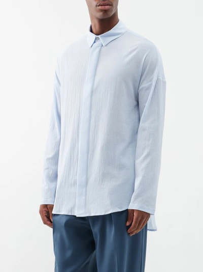 Albus Lumen Cotton-muslin Shirt In Light Blue