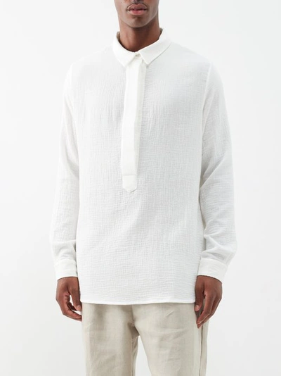 Albus Lumen Fidera Puckered Cotton-muslin Shirt In White