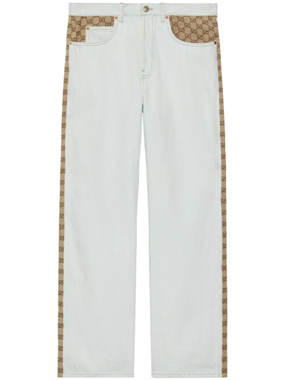 Gucci Gg Straight-leg Washed Jeans In White