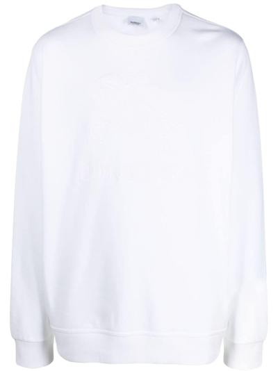 Burberry Flocked-logo Cotton Sweatshirt In White