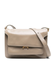 Marni Trunk Leather Crossbody Bag In Grey