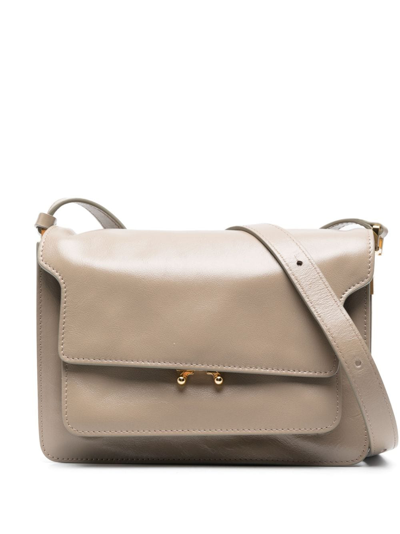 Marni Trunk Leather Crossbody Bag In Neutrals