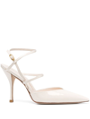 Stuart Weitzman 100mm Strapeze Patent Leather Pumps In Off White