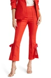 Cinq À Sept Lou Bow Detail Flare Leg Jeans In Bright Crimson