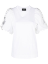 Simone Rocha Sequinned Puff-sleeves T-shirt In White