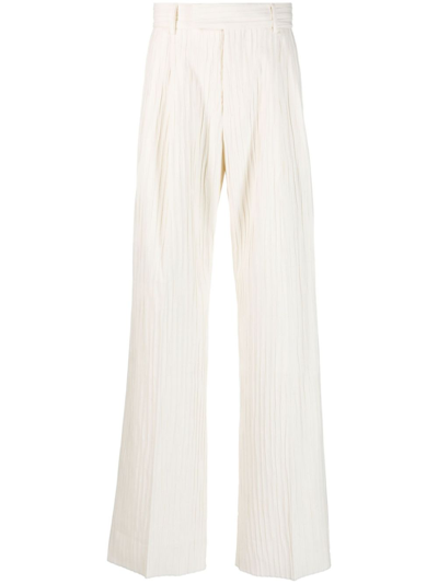 Amiri Pleated Straight-leg Trousers In White