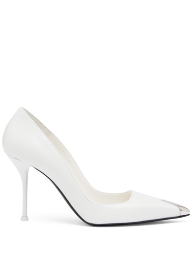 Alexander Mcqueen Punk 90mm Leather Pumps In White