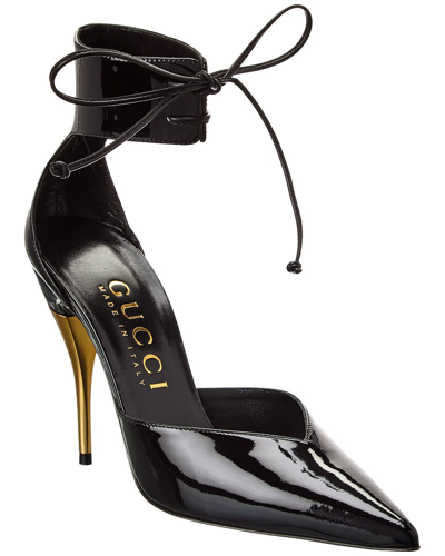 Gucci Knot Detail Patent Pump In Black