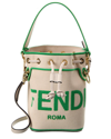 Fendi Sand Canvas Mini Mon Tresor Bucket Bag In White