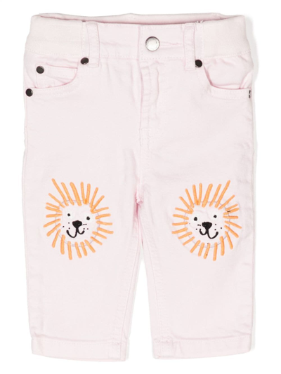 Stella Mccartney Kids' Lion Knee-patch Trousers In Pink