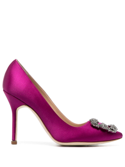 Manolo Blahnik Hangisi Rhinestone-embellishment Pumps In Purple
