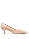 Stuart Weitzman Stuart Pointed Toe Kitten Heel Pumps In Neutrals