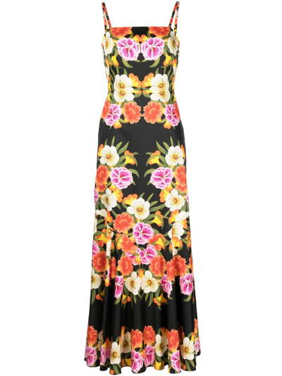 Borgo De Nor Jalisa Vila Floral-print Cotton Maxi Dress In Black Multicolor