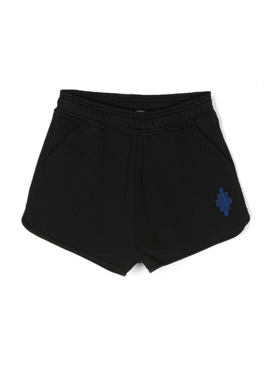 Marcelo Burlon County Of Milan Kids' Motif-embroidered Cotton Shorts In Black