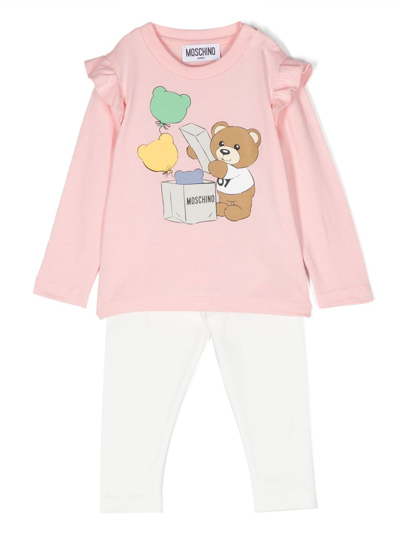 Moschino Babies' Teddy Bear-print Tracksuit Set In White