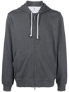 Brunello Cucinelli Long-sleeve Zip-up Hoodie In Piombo Grey