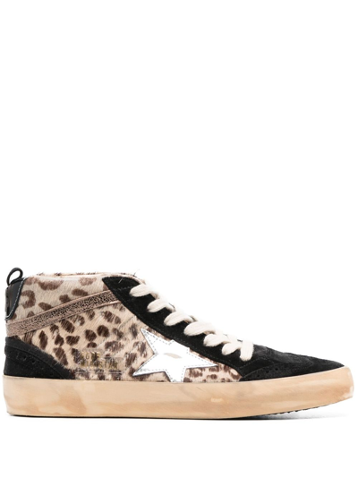 Golden Goose Mid Star Panelled Sneakers In Black