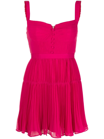 Self-portrait Pleated Bustier Minidress In Pink