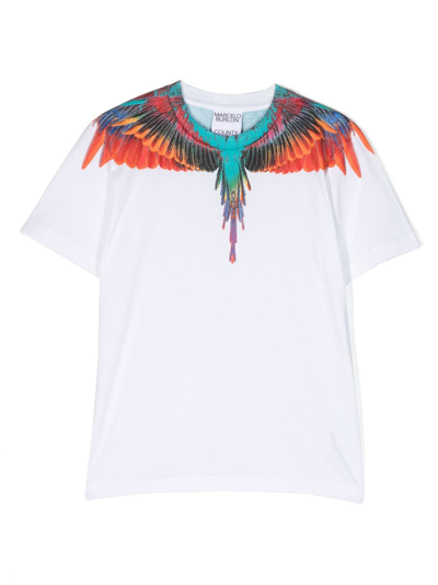Marcelo Burlon County Of Milan Kids' Wings-print Cotton T-shirt In White Red