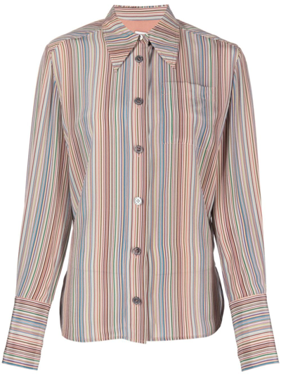 PAUL SMITH CHEST-POCKET STRIPED SILK SHIRT