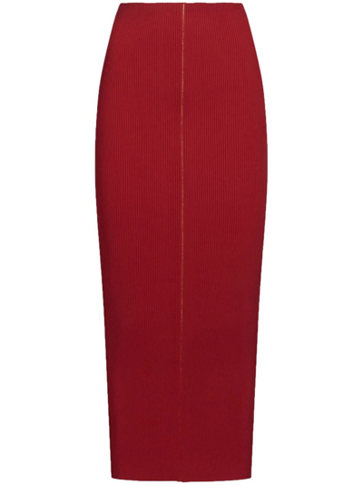 Marni Knitted High-waisted Skirt In Red