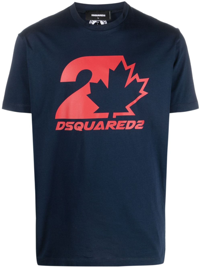 Dsquared2 Logo-print Cotton T-shirt In Blue