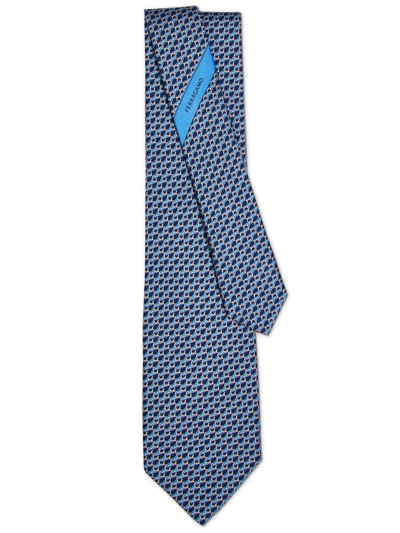 Ferragamo Sun-print Silk Tie In Blue