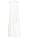 Veronica Beard Mckinney Strapless Cotton-jacquard Maxi Dress In White