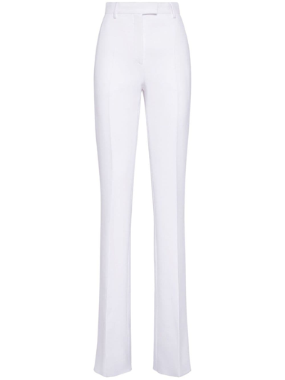 Ferragamo Double Crepe Straight-leg Pants In White