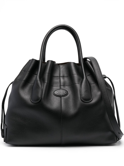 Tod's Small Leather Tote Bag In Nero